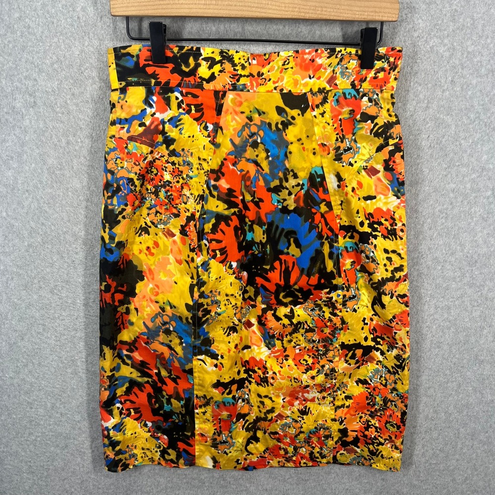 Tracy Reese Pencil Skirt Womens 8 Yellow Abstract Floral Knee Anthropologie NWT